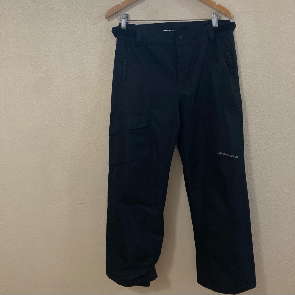 Obermeyer Teens Cargo Snow Ski Pants Relaxed Fit Black Sz (14/16) Pockets